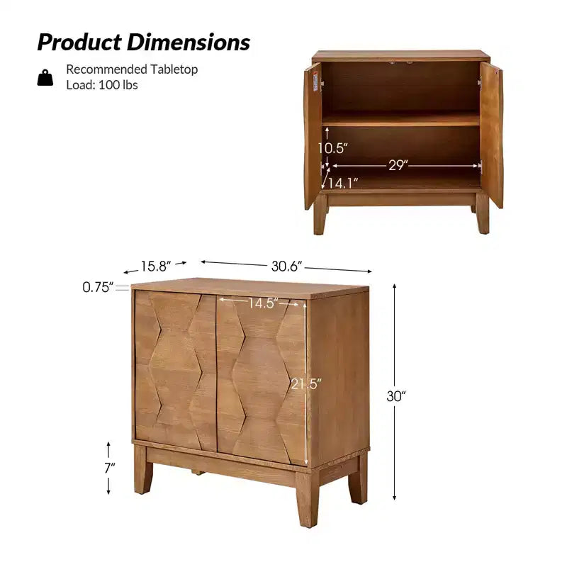 Set di 2 mobili accentati a 2 ante Lucinda da 76 cm con ripiani regolabili | HULALA HOME