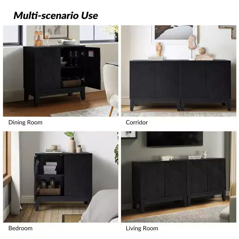 Set di 2 mobili accentati a 2 ante Lucinda da 76 cm con ripiani regolabili | HULALA HOME