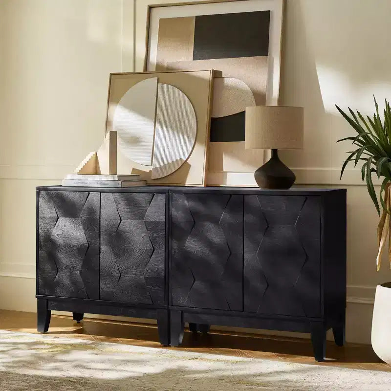 Set di 2 mobili accentati a 2 ante Lucinda da 76 cm con ripiani regolabili | HULALA HOME