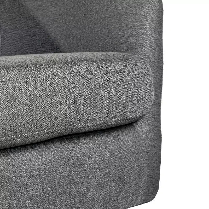 Poltrona a botte imbottita in stile Club Merrick Lane con braccioli inclinati e base girevole a 360 gradi, rivestita in vinile
