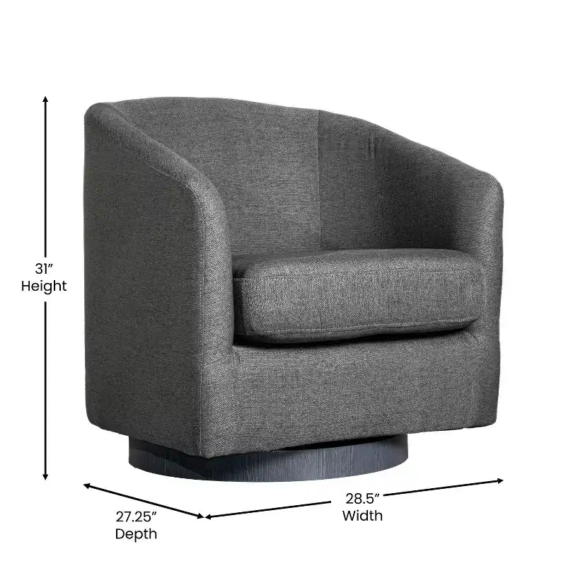 Poltrona a botte imbottita in stile Club Merrick Lane con braccioli inclinati e base girevole a 360 gradi, rivestita in vinile