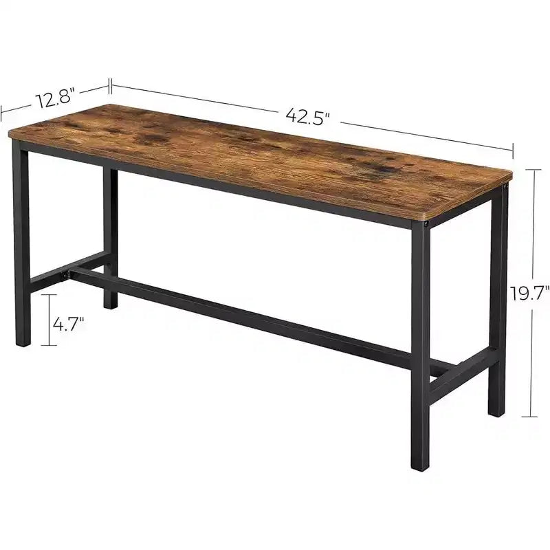 Panca da Pranzo LEDREM, Set da 2, Stile Industriale, Telaio in Acciaio, per Cucina, Soggiorno, 32,5 x 108 x 50 cm, Marrone Rustico + Nero