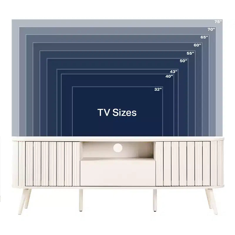 JONATHAN Y TVS1001A Damien Mobile TV curvo stile rustico da 70 pollici con cassetto e ante contenitore Adatto a TV fino a 75 pollici con gestione cavi