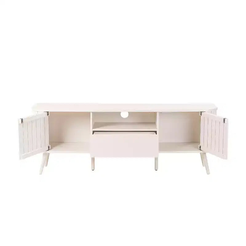 JONATHAN Y TVS1001A Damien Mobile TV curvo stile rustico da 70 pollici con cassetto e ante contenitore Adatto a TV fino a 75 pollici con gestione cavi