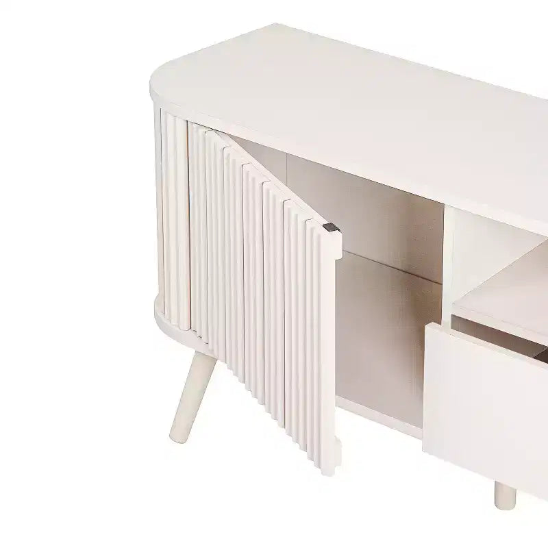 JONATHAN Y TVS1001A Damien Mobile TV curvo stile rustico da 70 pollici con cassetto e ante contenitore Adatto a TV fino a 75 pollici con gestione cavi