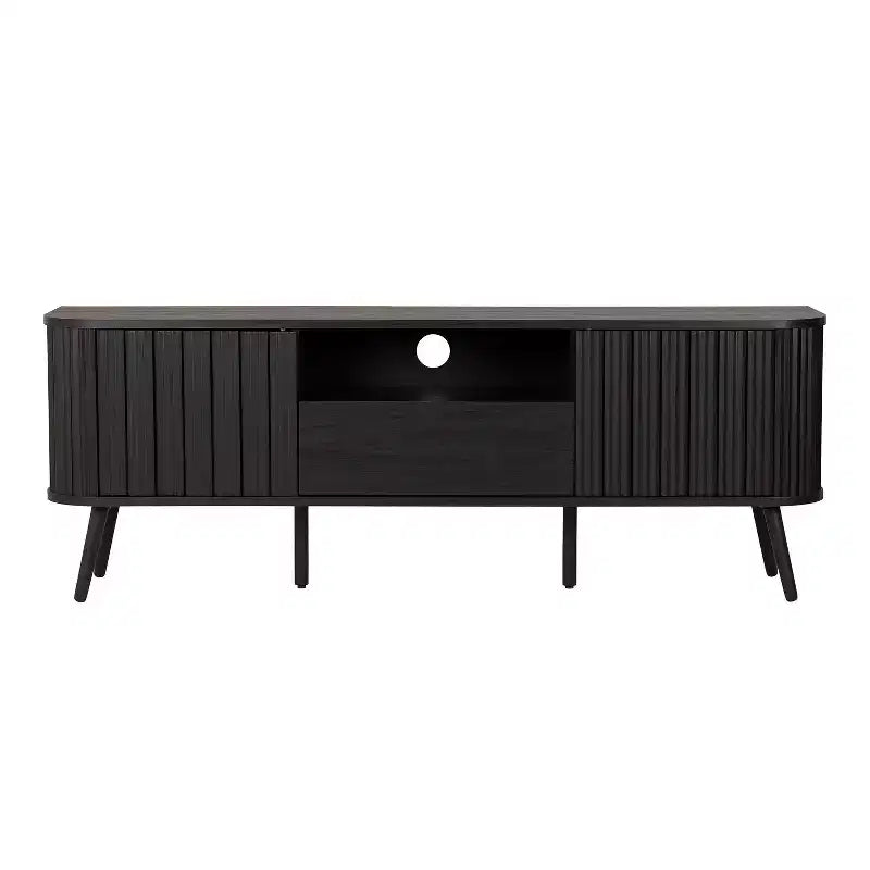 JONATHAN Y TVS1001A Damien Mobile TV curvo stile rustico da 70 pollici con cassetto e ante contenitore Adatto a TV fino a 75 pollici con gestione cavi