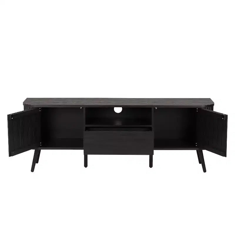 JONATHAN Y TVS1001A Damien Mobile TV curvo stile rustico da 70 pollici con cassetto e ante contenitore Adatto a TV fino a 75 pollici con gestione cavi