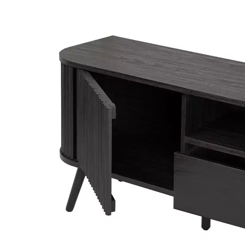 JONATHAN Y TVS1001A Damien Mobile TV curvo stile rustico da 70 pollici con cassetto e ante contenitore Adatto a TV fino a 75 pollici con gestione cavi