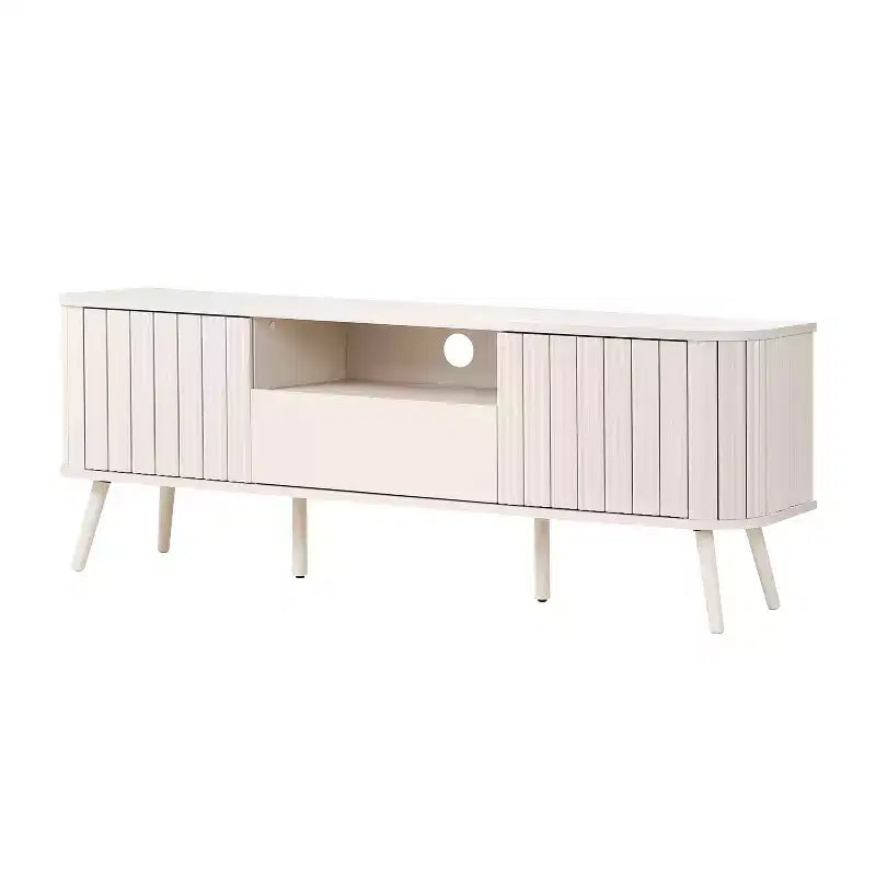 JONATHAN Y TVS1001A Damien Mobile TV curvo stile rustico da 70 pollici con cassetto e ante contenitore Adatto a TV fino a 75 pollici con gestione cavi