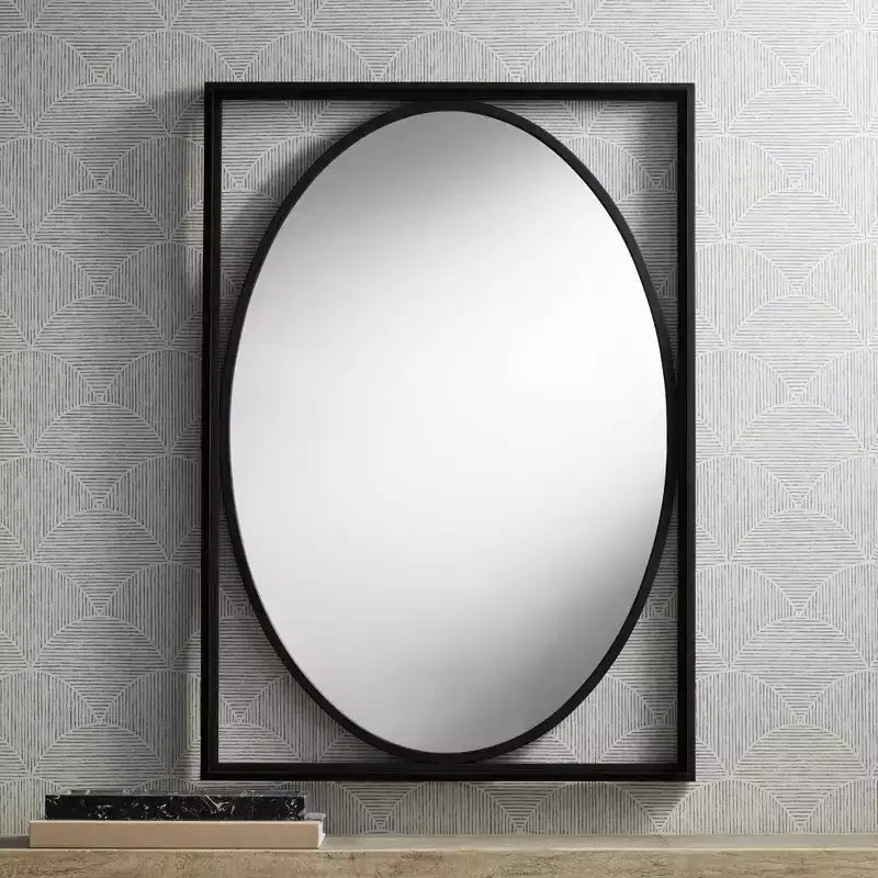 Specchio da parete ovale Uttermost Cameo in raso nero 23 3/4 x 33 3/4