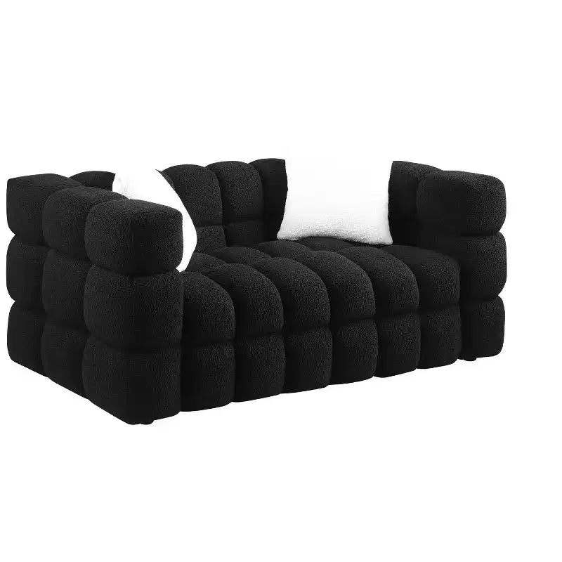 Divano in tessuto bouclé con due cuscini, divano Marshmallow a 3/2 posti - ModernLuxe