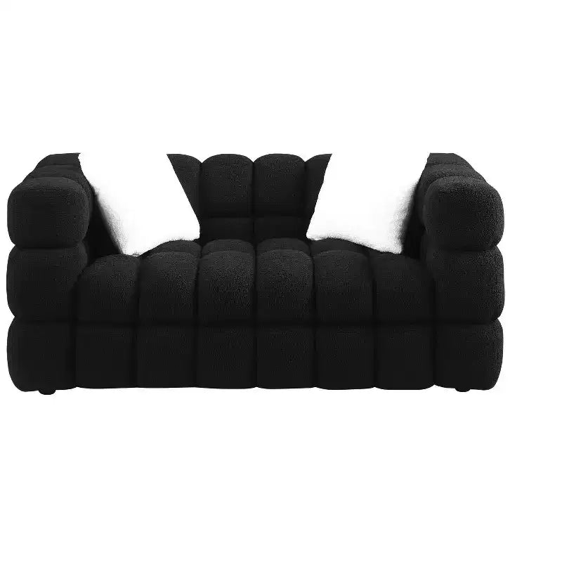 Divano in tessuto bouclé con due cuscini, divano Marshmallow a 3/2 posti - ModernLuxe