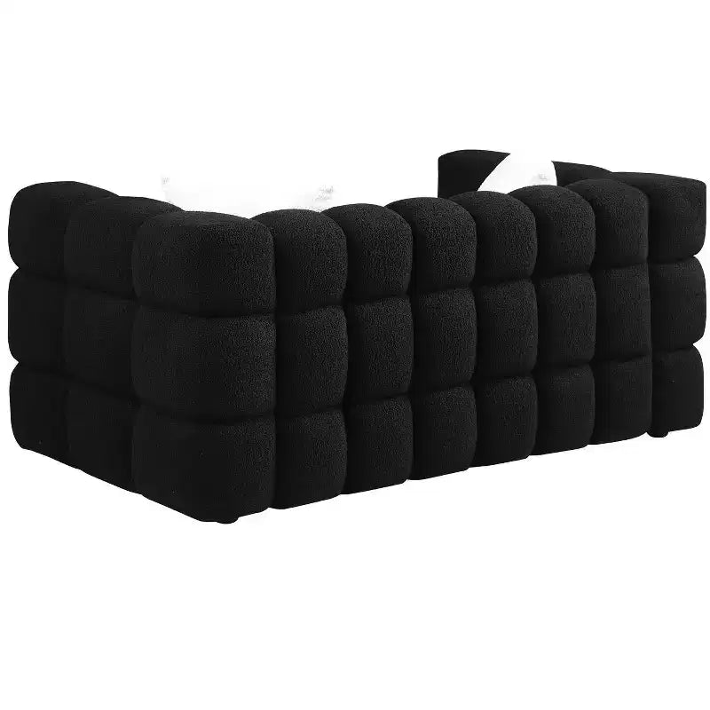 Divano in tessuto bouclé con due cuscini, divano Marshmallow a 3/2 posti - ModernLuxe