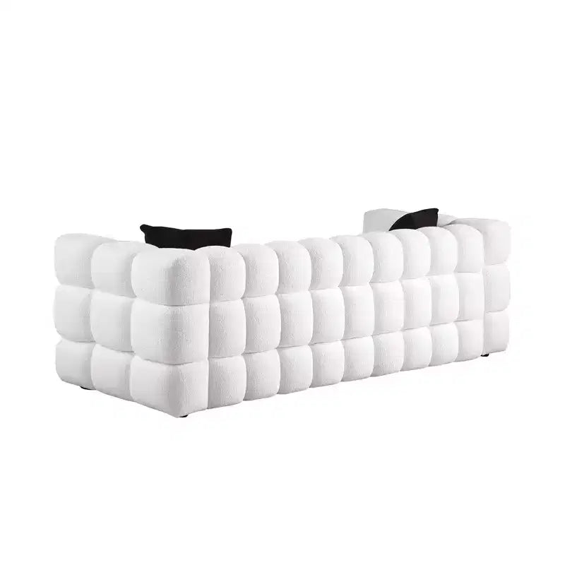 Divano in tessuto bouclé con due cuscini, divano Marshmallow a 3/2 posti - ModernLuxe