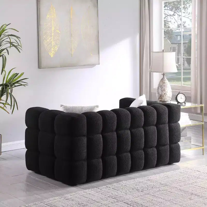 Divano in tessuto bouclé con due cuscini, divano Marshmallow a 3/2 posti - ModernLuxe