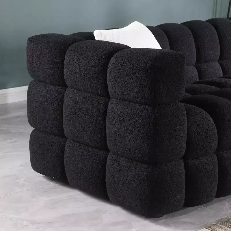Divano in tessuto bouclé con due cuscini, divano Marshmallow a 3/2 posti - ModernLuxe
