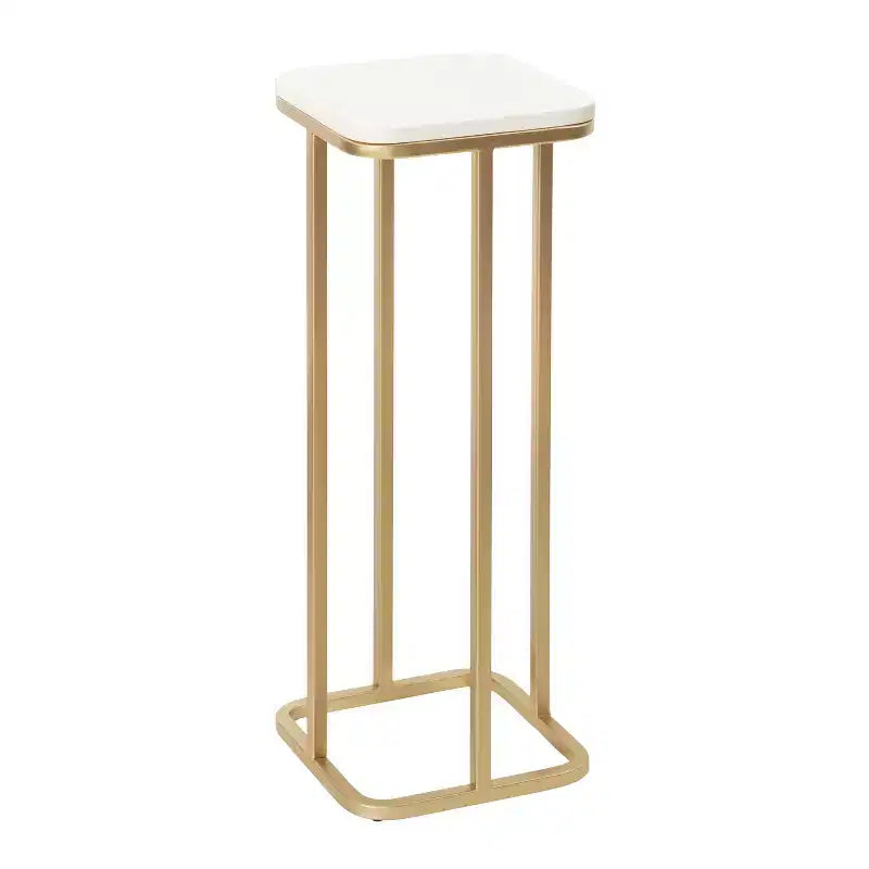 Kate and Laurel Credele Marble and Metal Drink Table, 8x8x22, White