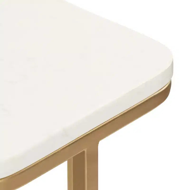Tavolino da bibita Kate and Laurel Credele in marmo e metallo, 20x20x56 cm, bianco