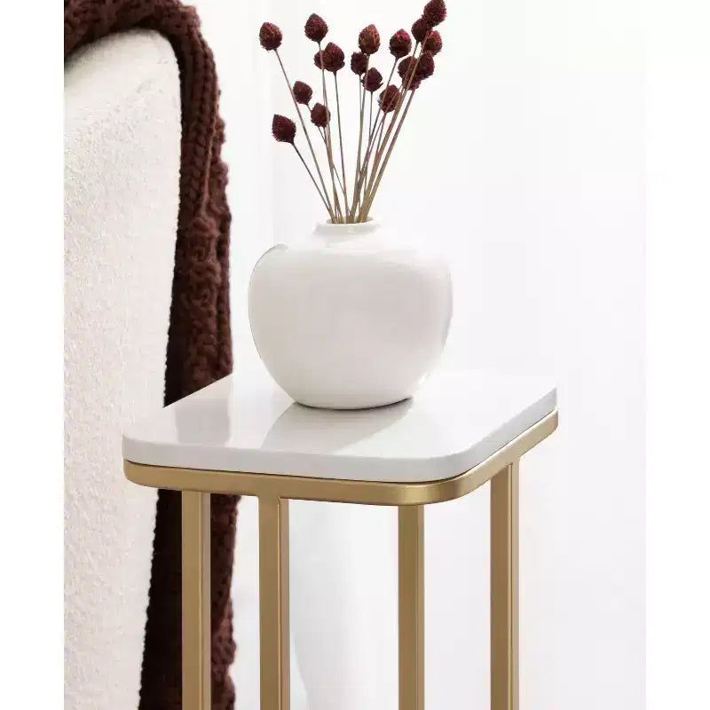 Tavolino da bibita Kate and Laurel Credele in marmo e metallo, 20x20x56 cm, bianco