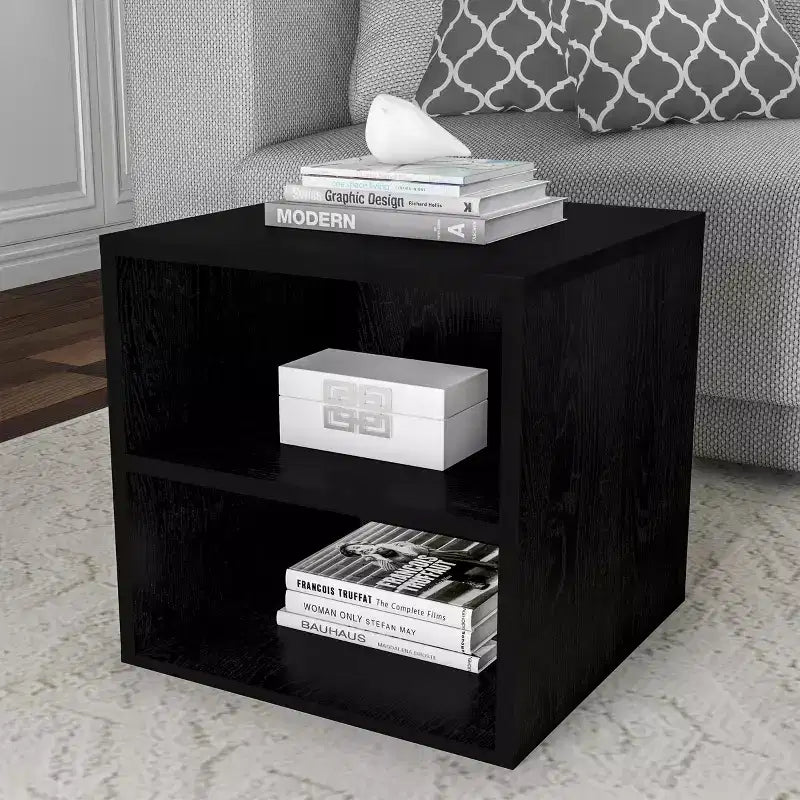 Hasting Home Modern Stackable Modular Cube End Table with Shelves