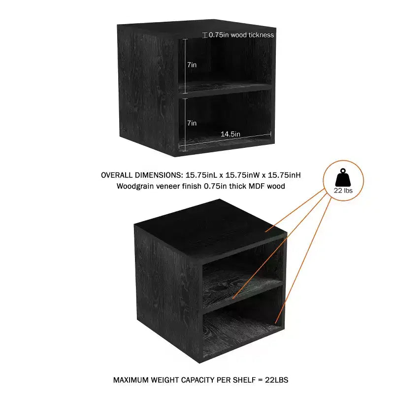 Tavolino impilabile modulare a cubo Hasting Home con ripiani
