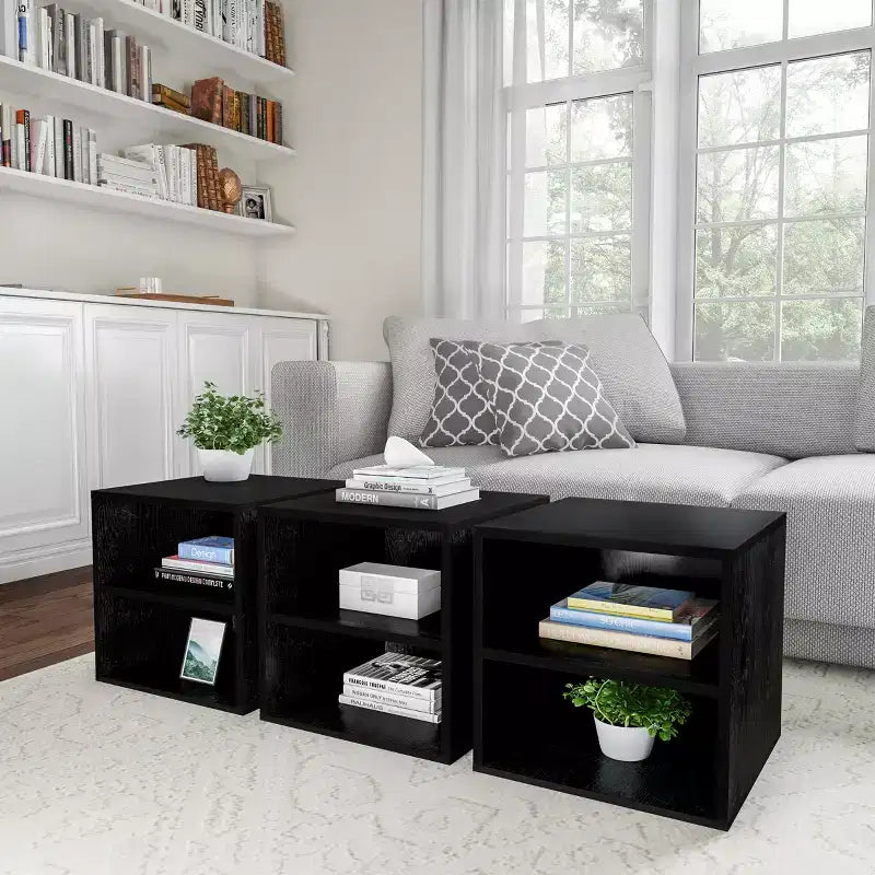 Tavolino impilabile modulare a cubo Hasting Home con ripiani