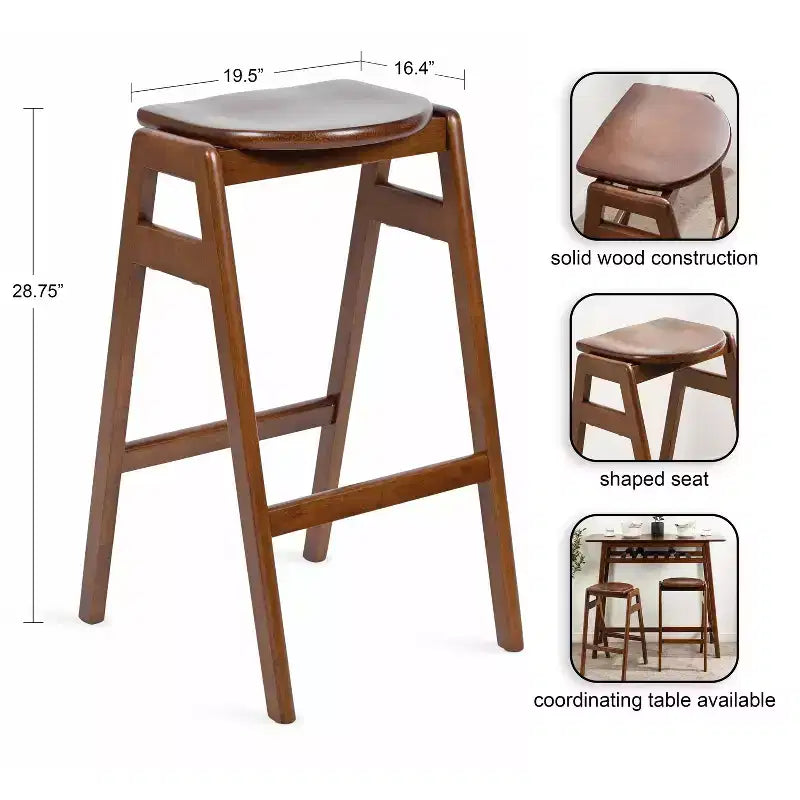 Sgabello da bar in legno Kate e Laurel Morreau, 17x20x29, marrone noce