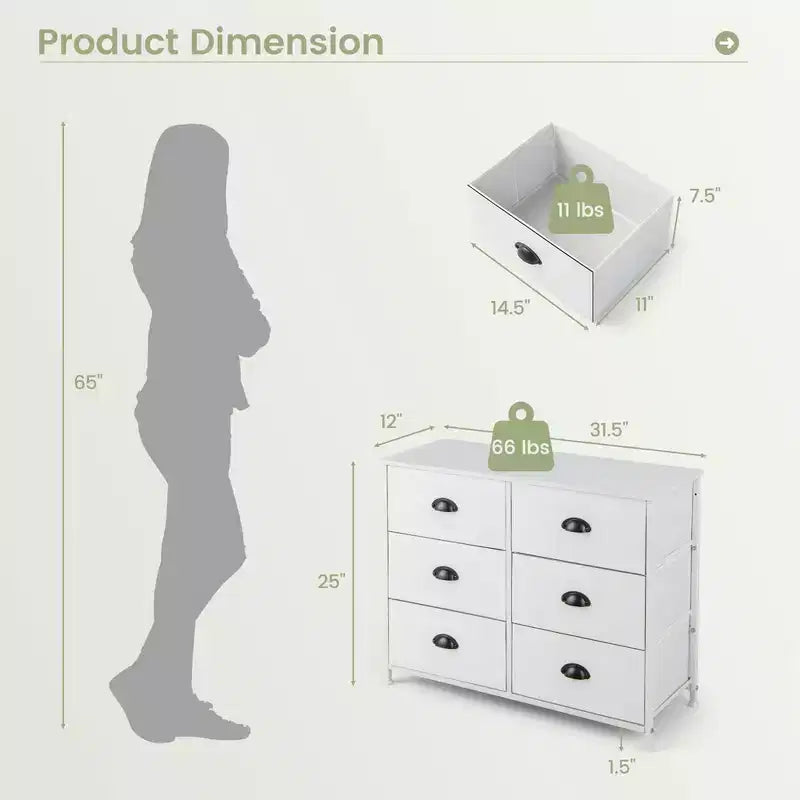Costway Mobile Organizer a 3 Ripiani con 6 Cassetti Pieghevoli in Tessuto Cassetti in Tessuto per Riporre Oggetti