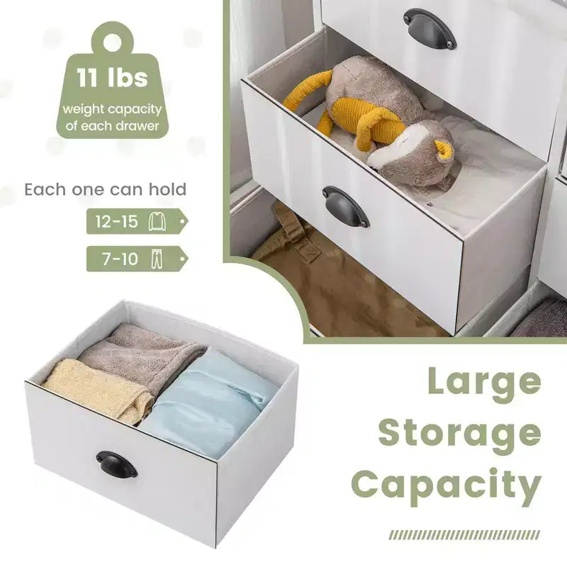 Costway Mobile Organizer a 3 Ripiani con 6 Cassetti Pieghevoli in Tessuto Cassetti in Tessuto per Riporre Oggetti