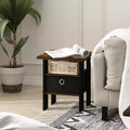 Furinno 1PC Modern Bedside End Table Nightstand Accent Sofa Side Table W/Removable Drawer & Open Storage Shelf,Amber Pine/Brown