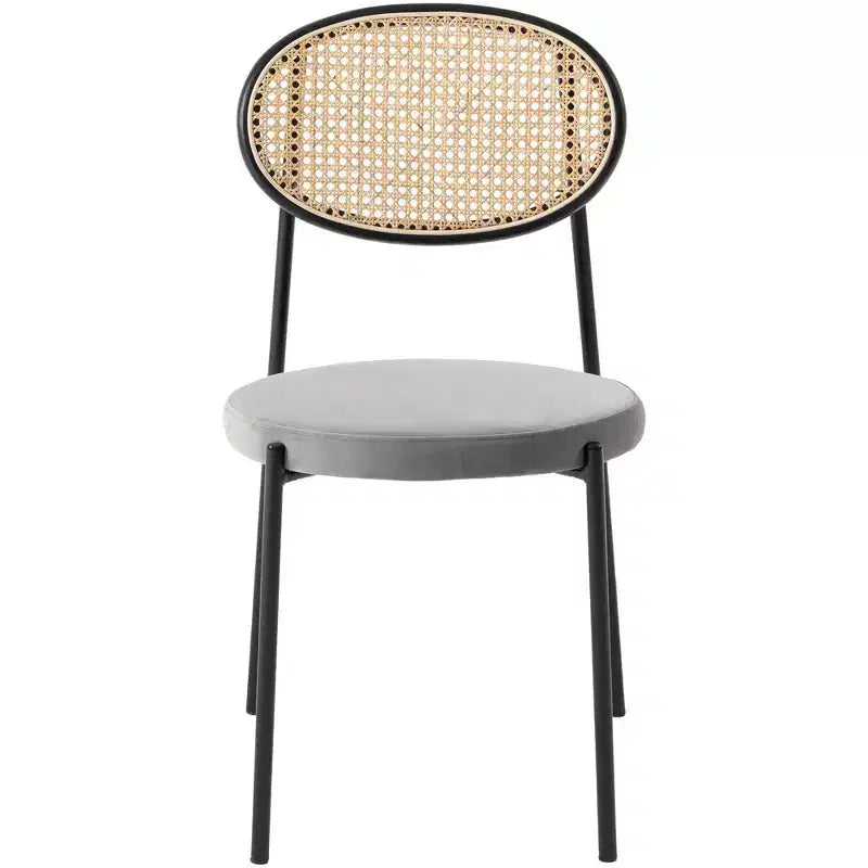 LeisureMod Euston Sedia da pranzo moderna con schienale in vimini e seduta in velluto/pelle, per interni, cucina, sala da pranzo, casa, sedia laterale contemporanea