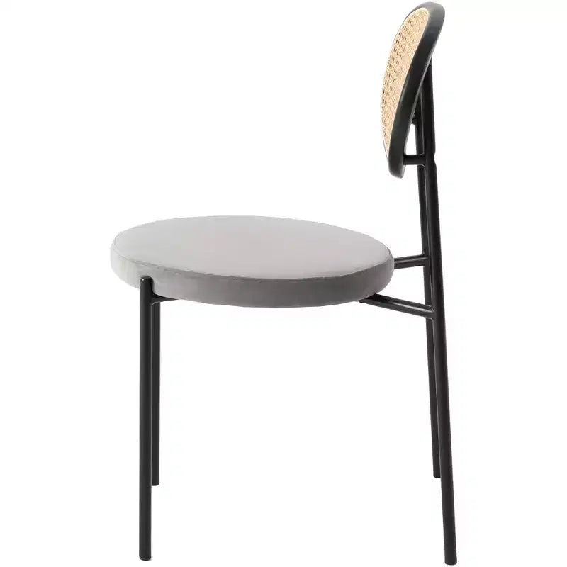 LeisureMod Euston Sedia da pranzo moderna con schienale in vimini e seduta in velluto/pelle, per interni, cucina, sala da pranzo, casa, sedia laterale contemporanea