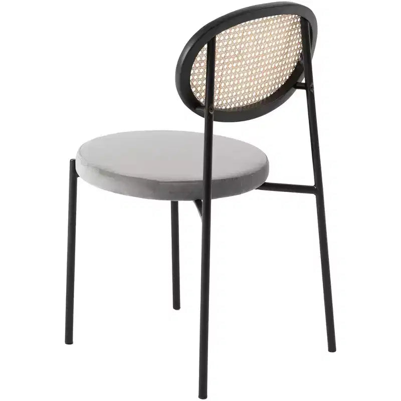 LeisureMod Euston Sedia da pranzo moderna con schienale in vimini e seduta in velluto/pelle, per interni, cucina, sala da pranzo, casa, sedia laterale contemporanea