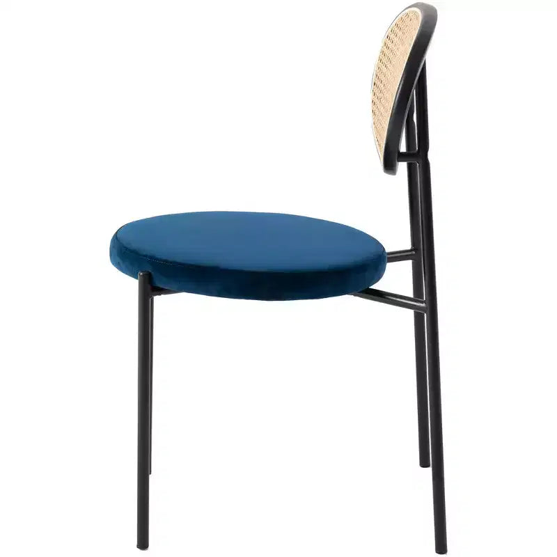 LeisureMod Euston Sedia da pranzo moderna con schienale in vimini e seduta in velluto/pelle, per interni, cucina, sala da pranzo, casa, sedia laterale contemporanea