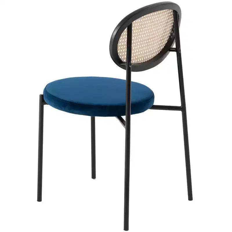LeisureMod Euston Sedia da pranzo moderna con schienale in vimini e seduta in velluto/pelle, per interni, cucina, sala da pranzo, casa, sedia laterale contemporanea