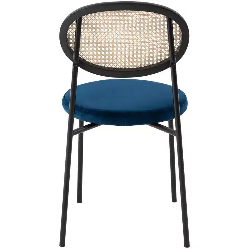 LeisureMod Euston Sedia da pranzo moderna con schienale in vimini e seduta in velluto/pelle, per interni, cucina, sala da pranzo, casa, sedia laterale contemporanea