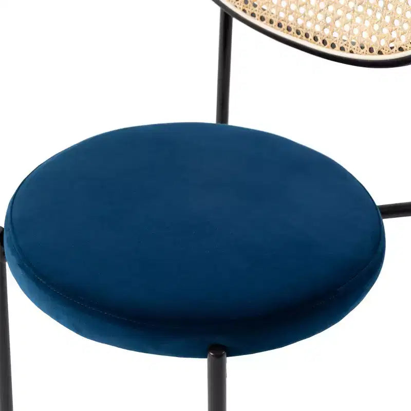 LeisureMod Euston Sedia da pranzo moderna con schienale in vimini e seduta in velluto/pelle, per interni, cucina, sala da pranzo, casa, sedia laterale contemporanea