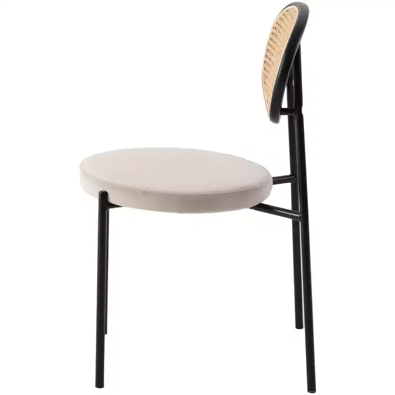 LeisureMod Euston Sedia da pranzo moderna con schienale in vimini e seduta in velluto/pelle, per interni, cucina, sala da pranzo, casa, sedia laterale contemporanea