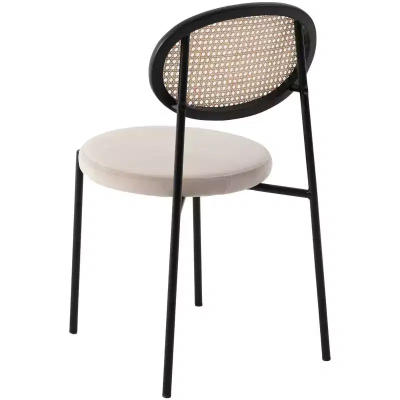 LeisureMod Euston Sedia da pranzo moderna con schienale in vimini e seduta in velluto/pelle, per interni, cucina, sala da pranzo, casa, sedia laterale contemporanea