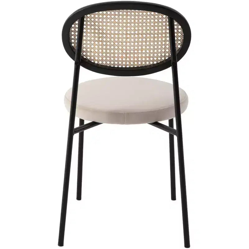 LeisureMod Euston Sedia da pranzo moderna con schienale in vimini e seduta in velluto/pelle, per interni, cucina, sala da pranzo, casa, sedia laterale contemporanea