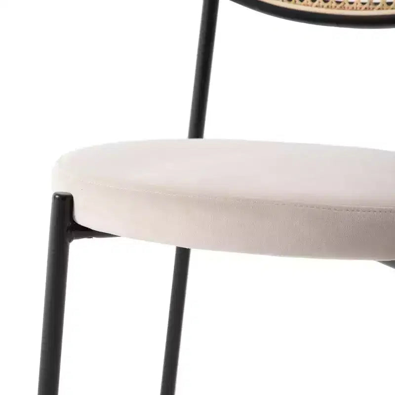LeisureMod Euston Sedia da pranzo moderna con schienale in vimini e seduta in velluto/pelle, per interni, cucina, sala da pranzo, casa, sedia laterale contemporanea