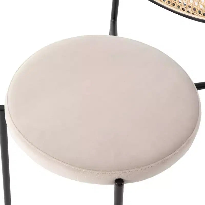 LeisureMod Euston Sedia da pranzo moderna con schienale in vimini e seduta in velluto/pelle, per interni, cucina, sala da pranzo, casa, sedia laterale contemporanea