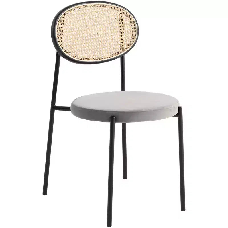 LeisureMod Euston Sedia da pranzo moderna con schienale in vimini e seduta in velluto/pelle, per interni, cucina, sala da pranzo, casa, sedia laterale contemporanea