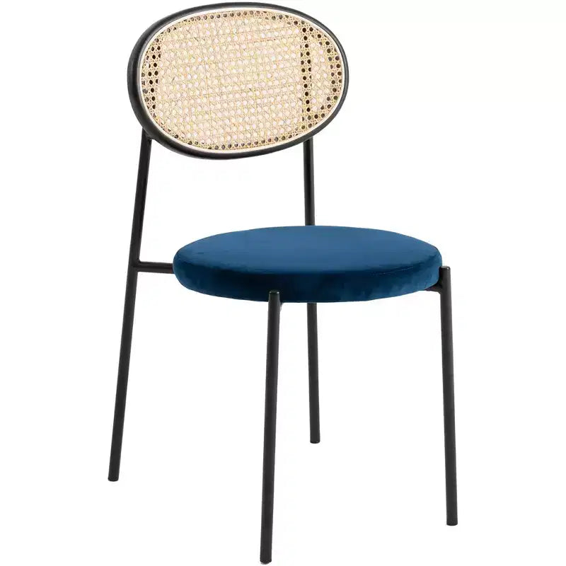 LeisureMod Euston Sedia da pranzo moderna con schienale in vimini e seduta in velluto/pelle, per interni, cucina, sala da pranzo, casa, sedia laterale contemporanea