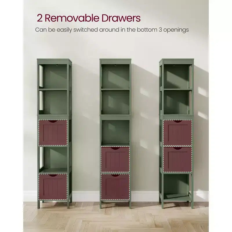VASAGLE Armadietto a Terra per Bagno, Mobiletto Contenitore per Bagno, Scaffale Organizer, Unità Angolare Multifunzionale a 2 Cassetti