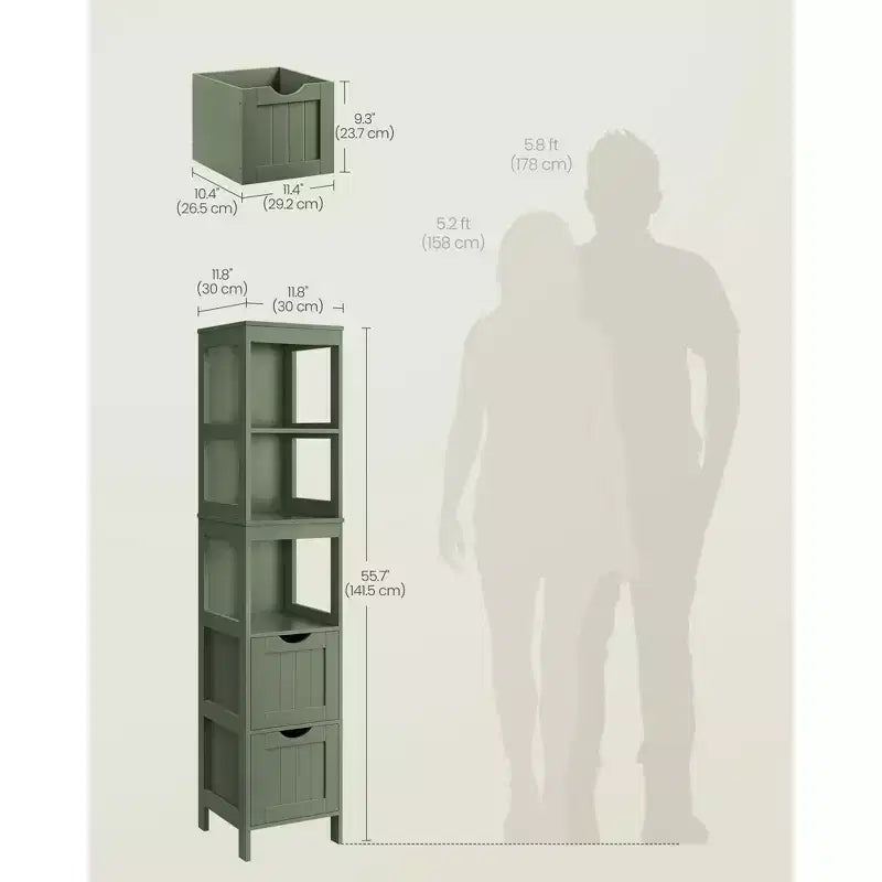 VASAGLE Armadietto a Terra per Bagno, Mobiletto Contenitore per Bagno, Scaffale Organizer, Unità Angolare Multifunzionale a 2 Cassetti