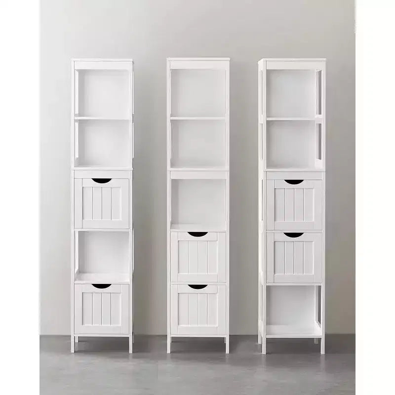 VASAGLE Armadietto a Terra per Bagno, Mobiletto Contenitore per Bagno, Scaffale Organizer, Unità Angolare Multifunzionale a 2 Cassetti