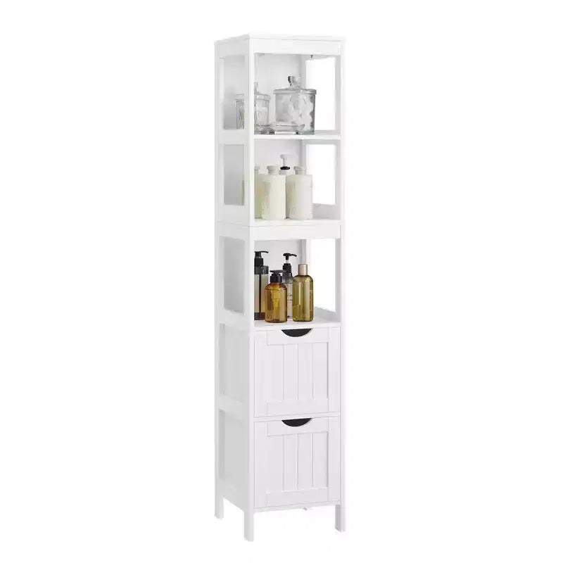 VASAGLE Armadietto a Terra per Bagno, Mobiletto Contenitore per Bagno, Scaffale Organizer, Unità Angolare Multifunzionale a 2 Cassetti