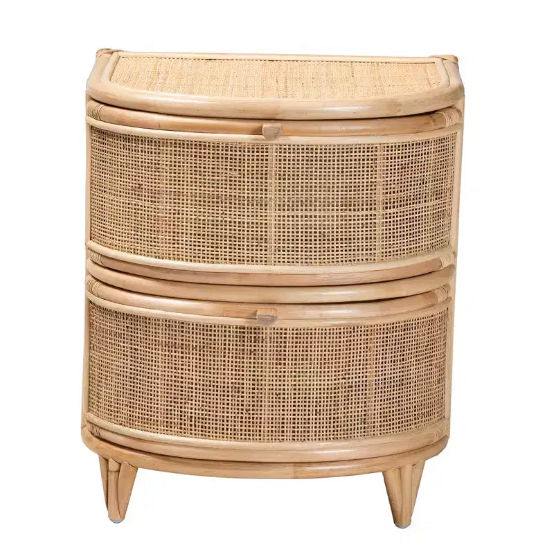 bali & pari Comodino Oleta moderno bohémien con 2 cassetti in rattan marrone naturale