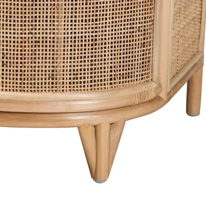 bali & pari Comodino Oleta moderno bohémien con 2 cassetti in rattan marrone naturale